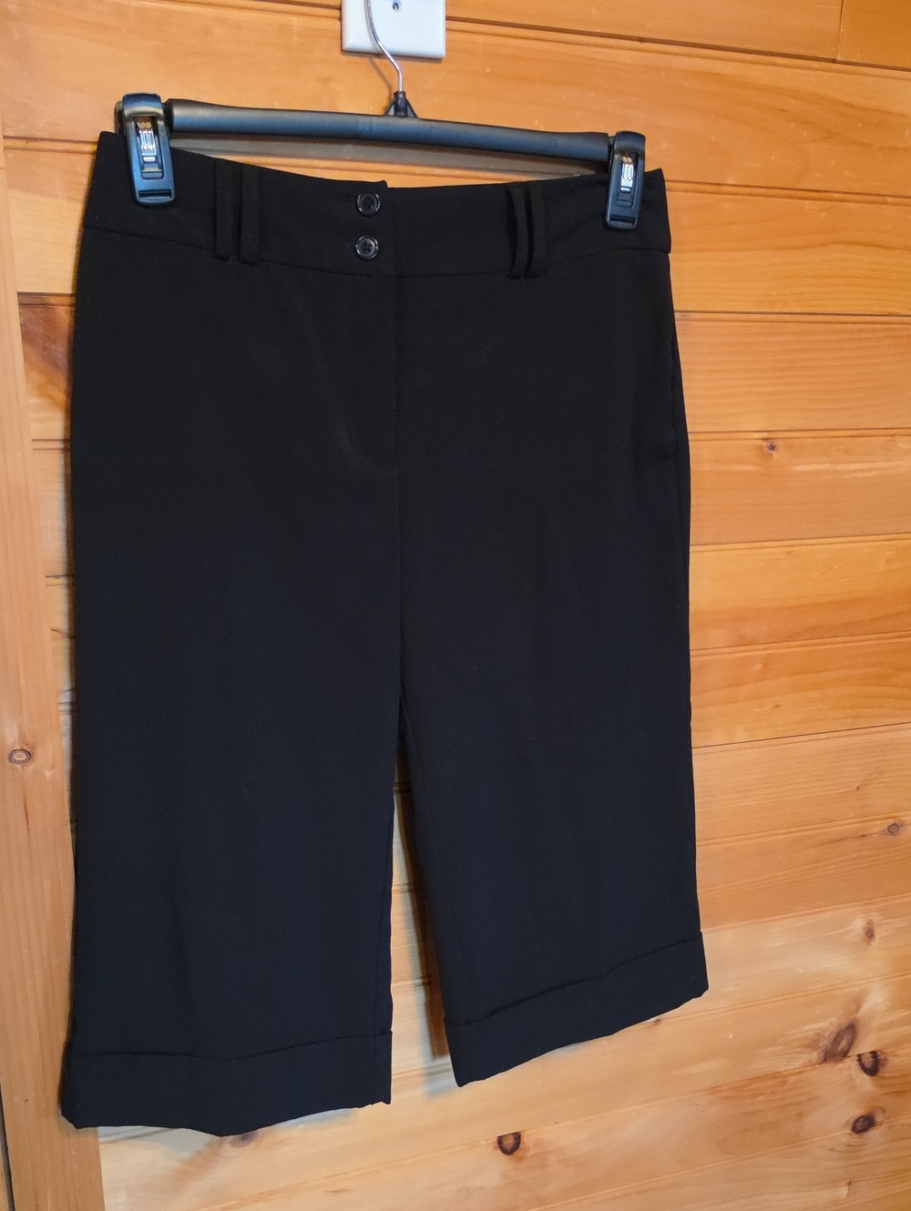 Counterparts Black Bermuda Capris with Double-Button Waist